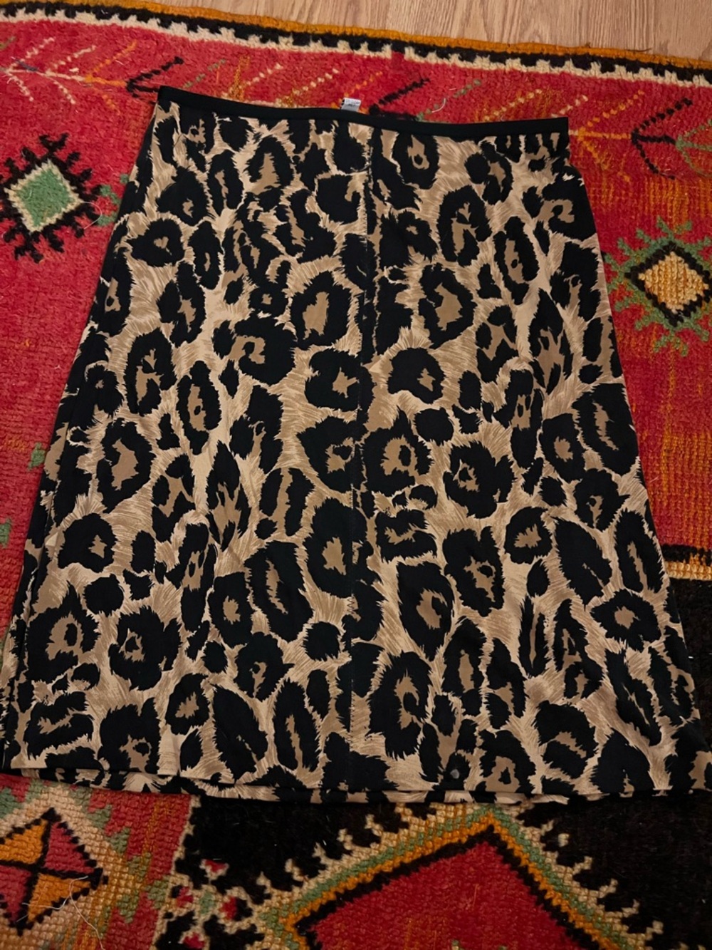 Diane Von Furstenberg Beige and Black Leopard A-Line Skirt